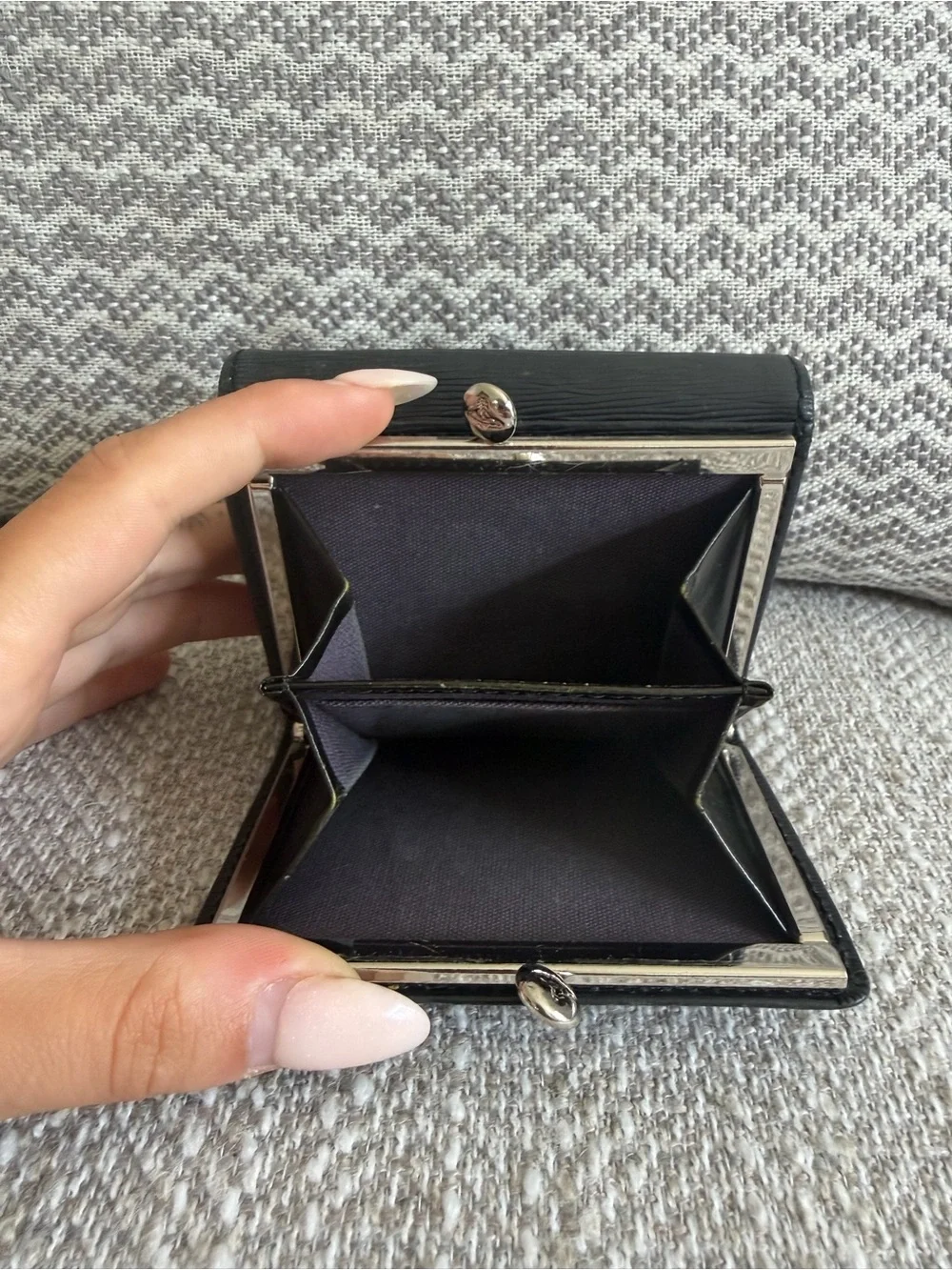 Vivienne Westwood Black Epi Leather Orb Compact Trifold Wallet